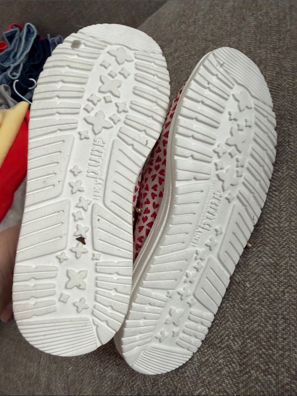 Hey Dude Wendy Love Canvas Slip-Ons - Red Hearts on Cream - Picture 7 of 7